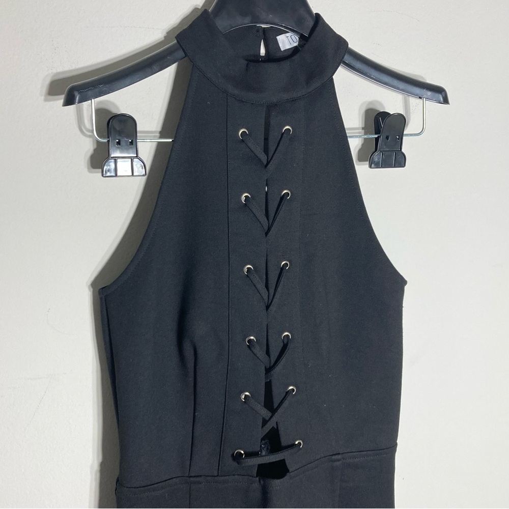 TOBI | Black Lace Up Halter Neck Dress - Picture 4 of 15